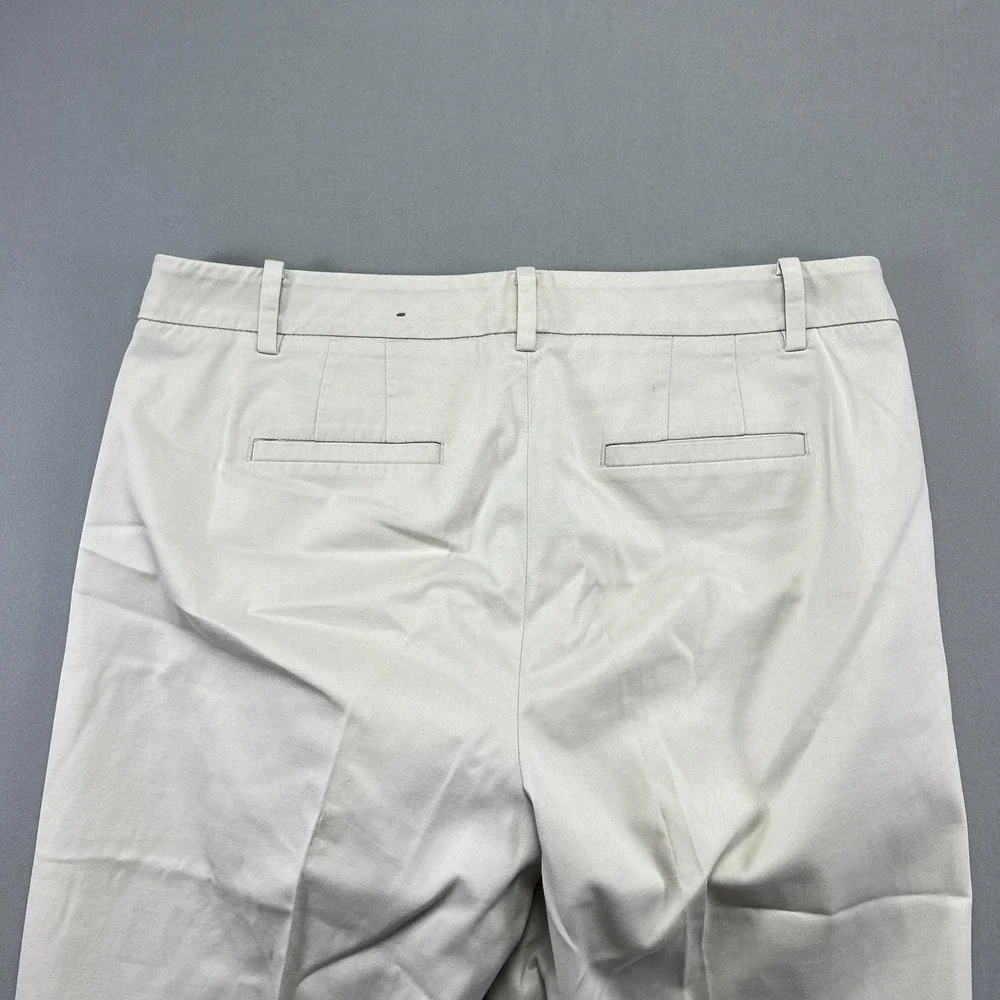 Talbots Perfect Skimmer Pants Womens 8 Petite White Cotton Stretch Side Slit